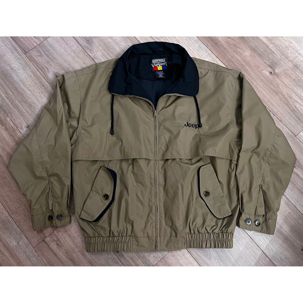 Hartwell Jeep Bomber Jacket Men's XL Full Zip Lined Embroidered Logo Green